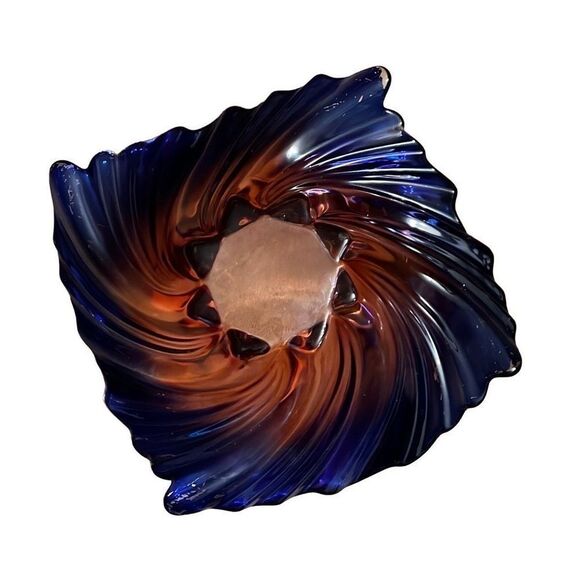 Vintage Mikasa‎ Pink/Blue Swirl Wave CRYSTAL Large 14" CENTERPIECE Bowl - Picture 2 of 4